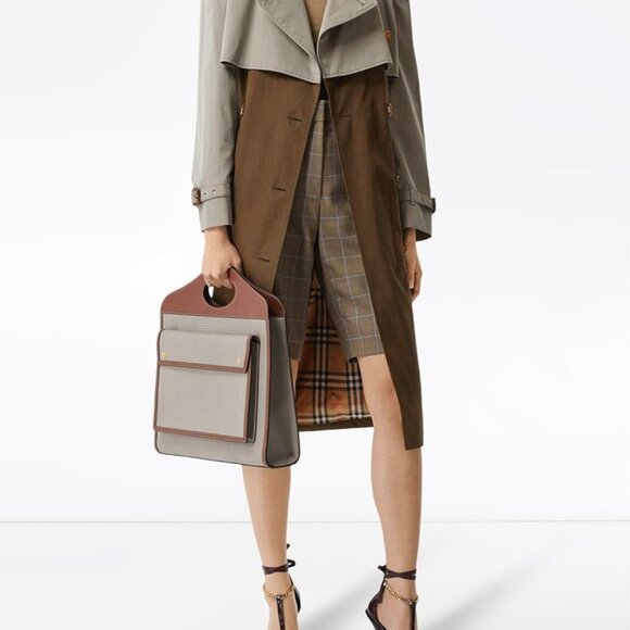 Burberry Double-Breasted Two-Tone Reconstructed Trench Coat - Size 4 - Picture 4 of 16